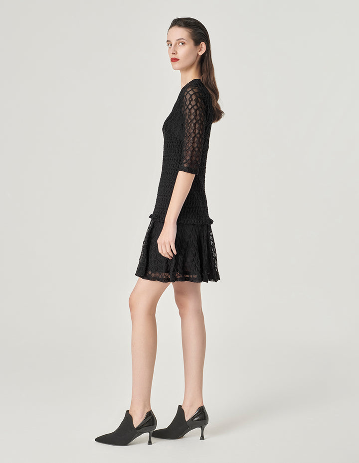 MARYLING Jacquard V-Neck Dress