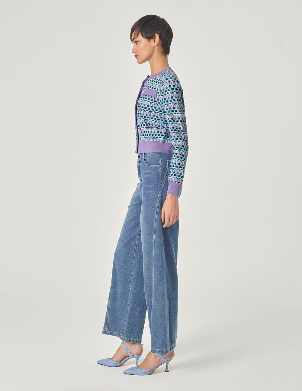 MARYLING Crew Neck Short Knitted Cardigan