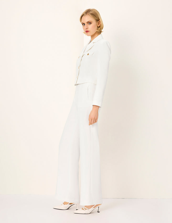 MARYLING White High-Waist Straight Wide-Leg Pants