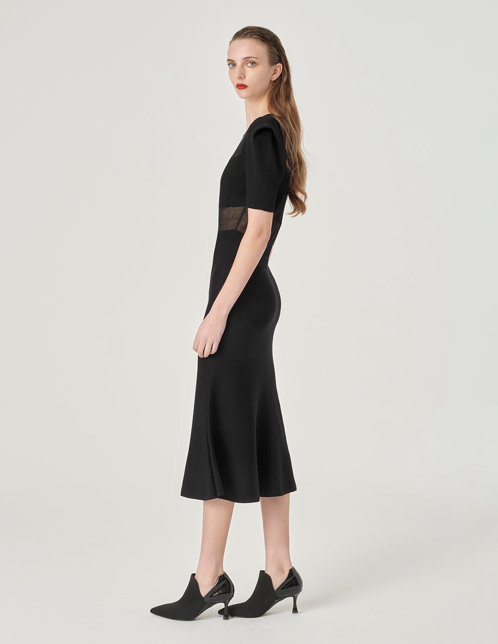 MARYLING Black Fishtail Knitted Dress