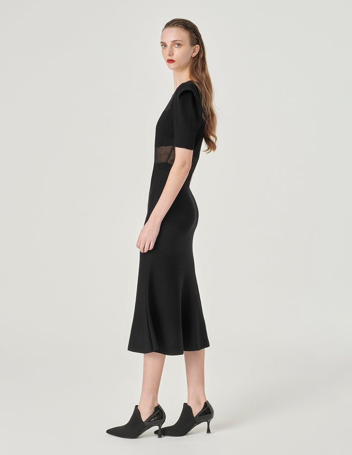 MARYLING Black Fishtail Knitted Dress
