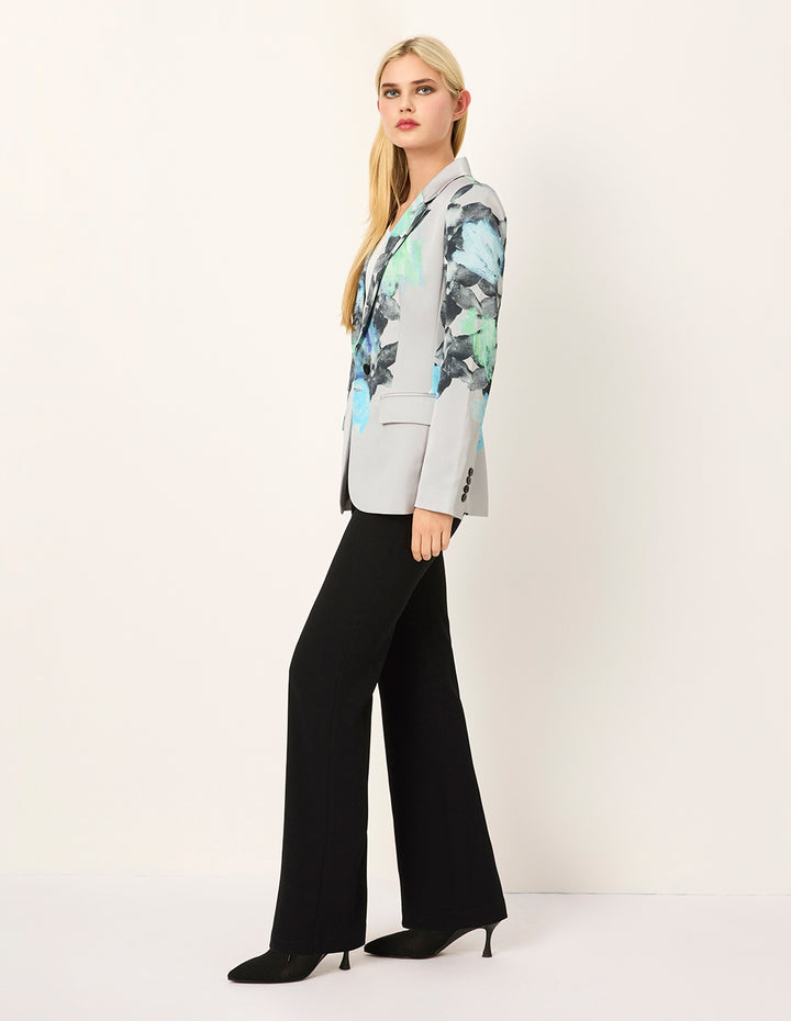 MARYLING Peaked Lapel Oil Painting Print Single-Button Long-Sleeve Blazer