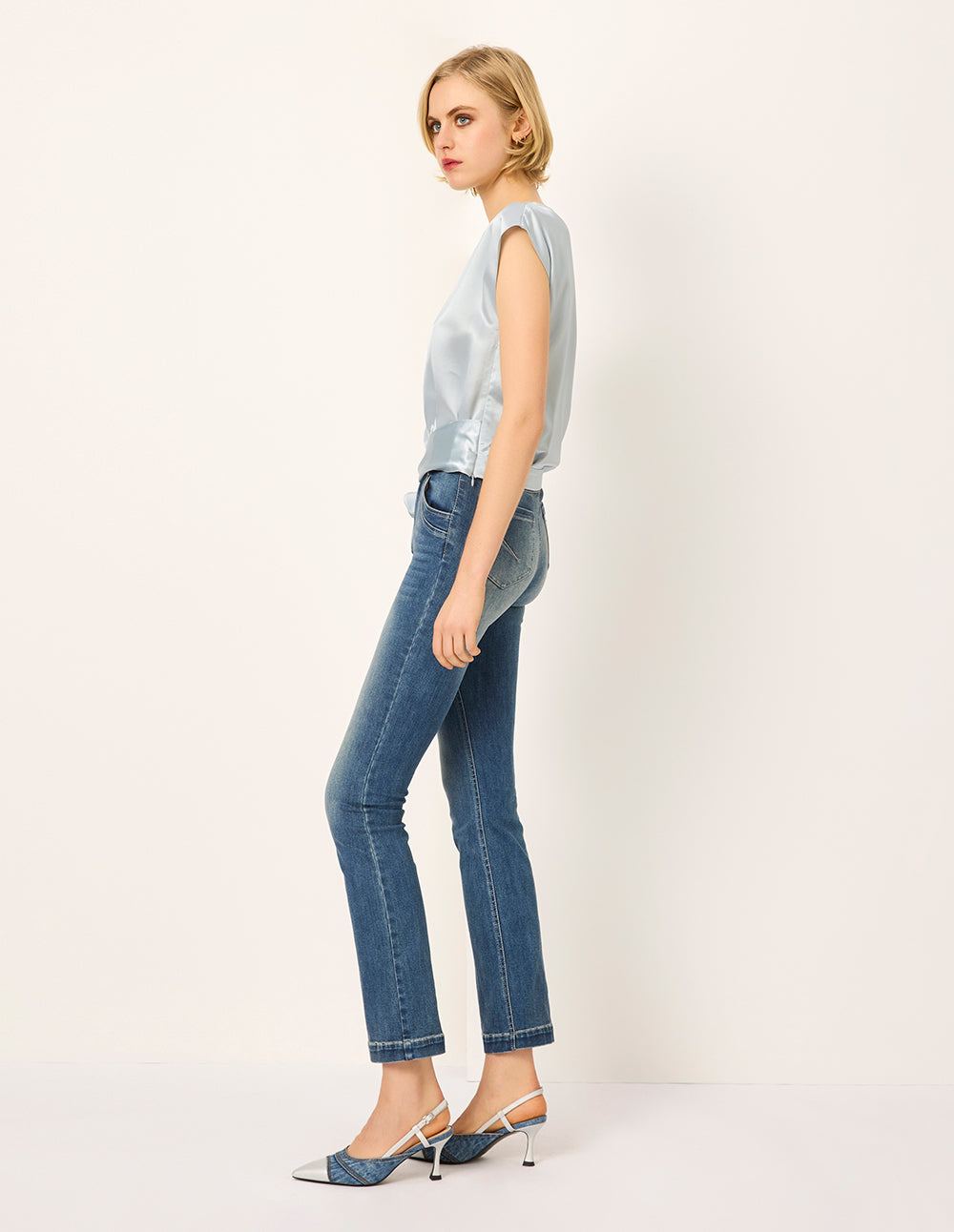 MARYLING Round Neck Sleeveless Satin Top