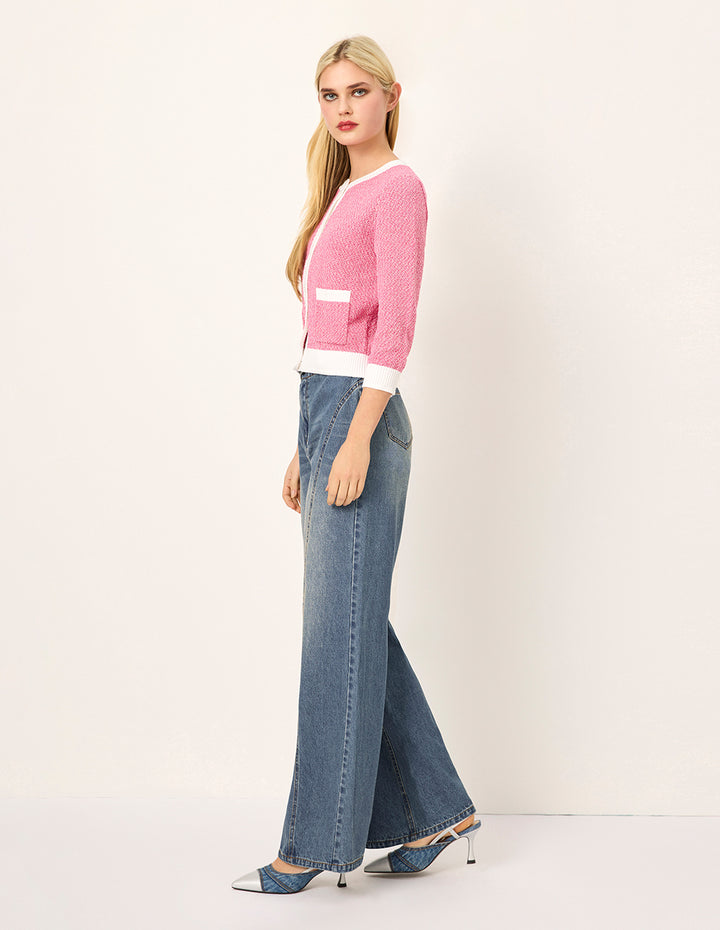 MARYLING Blue Asymmetric Washed Denim Jeans