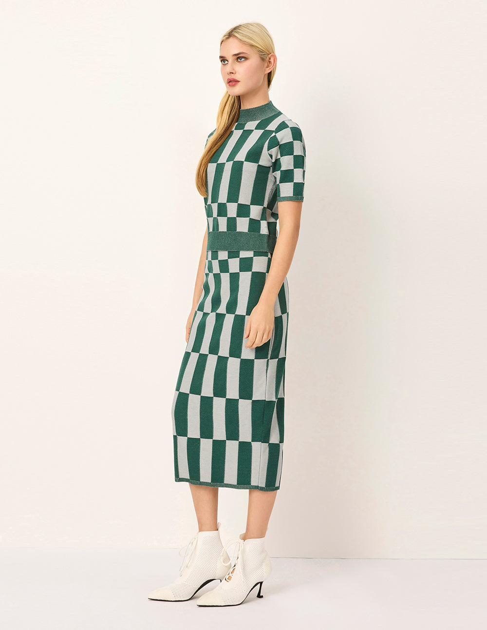 MARYLING Color Block Pencil Straight Knee-Length Skirt