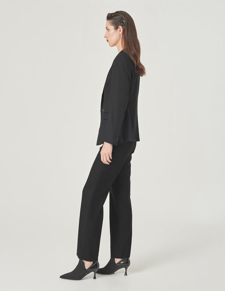 MARYLING Black Peaked Lapel Double-Breasted Blazer