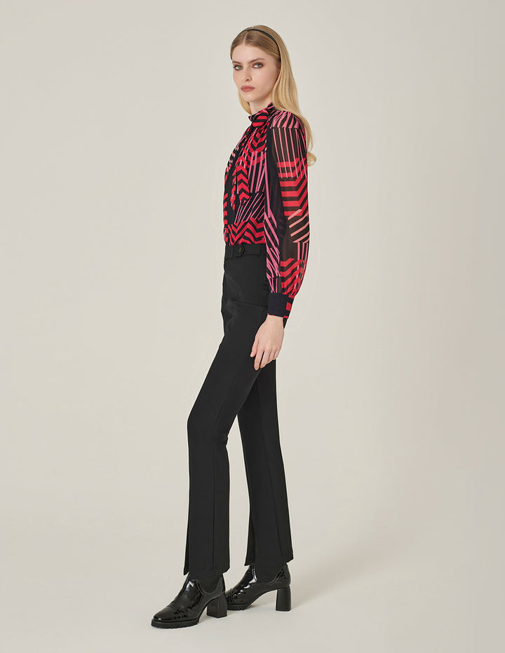 MARYLING Black Metal Buckle Slim-Fit Pants