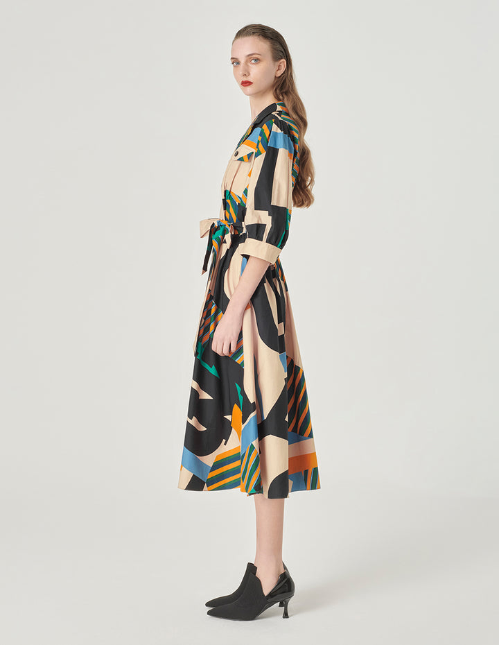 MARYLING Mid-Sleeve Printed Dress