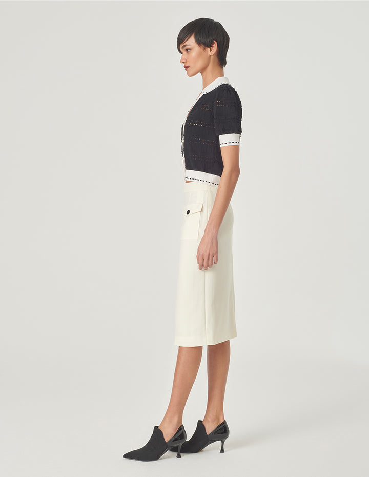 MARYLING Off-White Straight Skirt