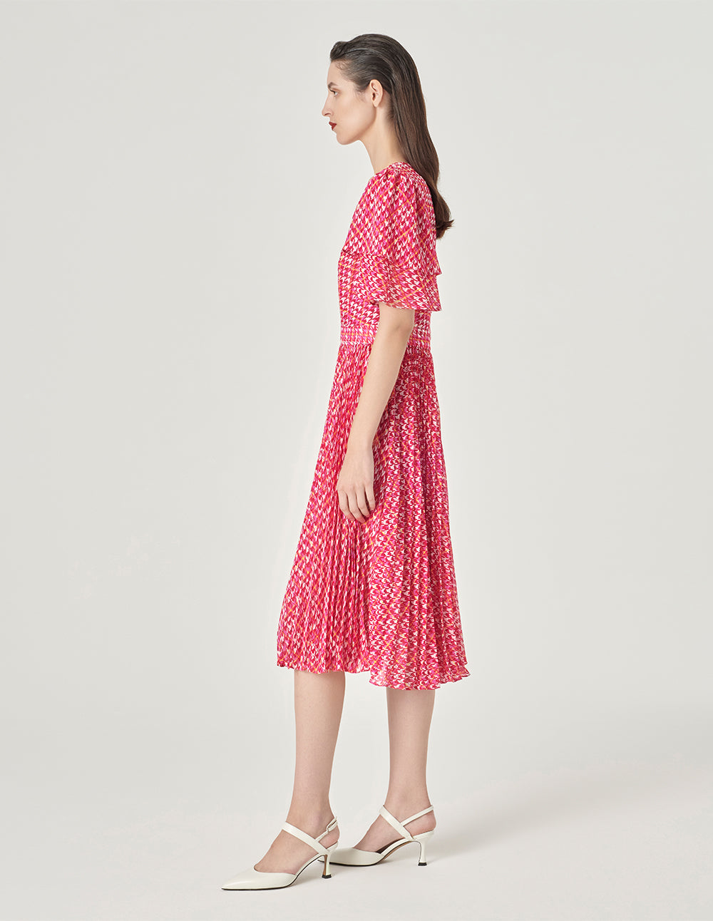 MARYLING Houndstooth Sunpleat Dress