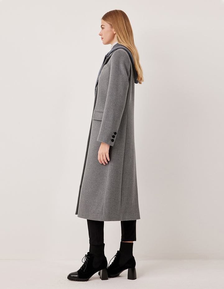 MARYLING Wool Knit Hooded Cape Shawl