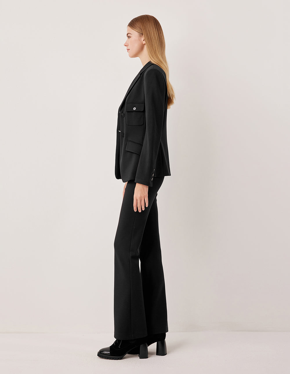 MARYLING Black Straight Leg Long Trousers