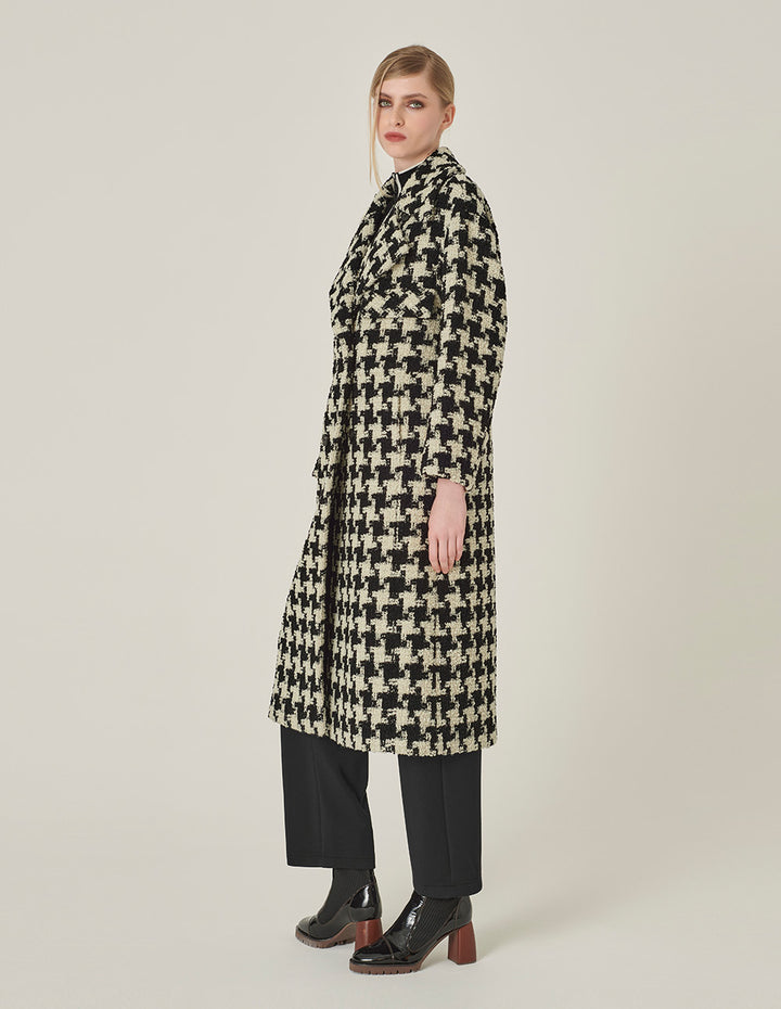 MARYLING Houndstooth Print H-Line Coat