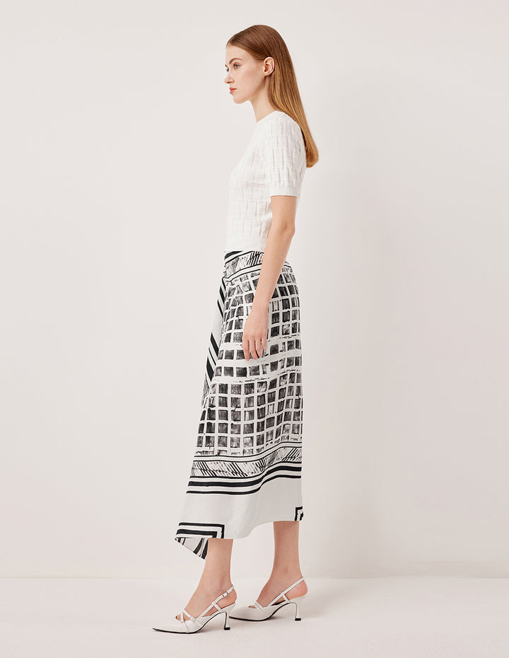 MARYLING Ribbed Round Neck Short Sleeve Knit Top