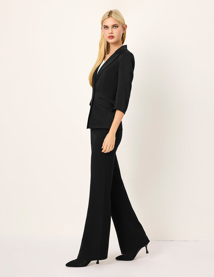 MARYLING Peaked Lapel 3/4 Sleeves Single-Button Blazer