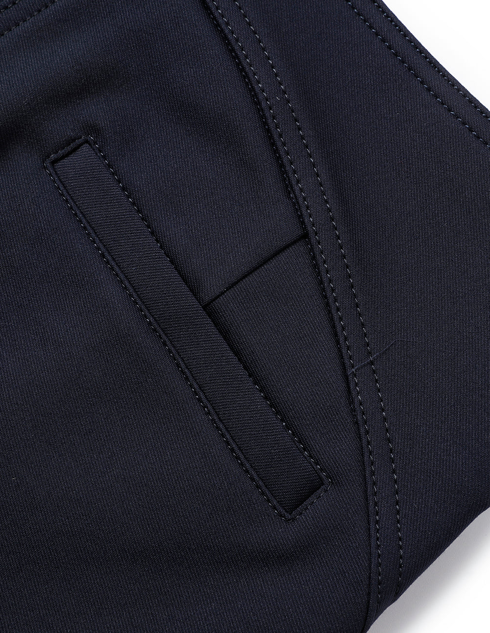 MARYLING Dark Blue Curved Line-Cut Slim Fit Stretch Pants