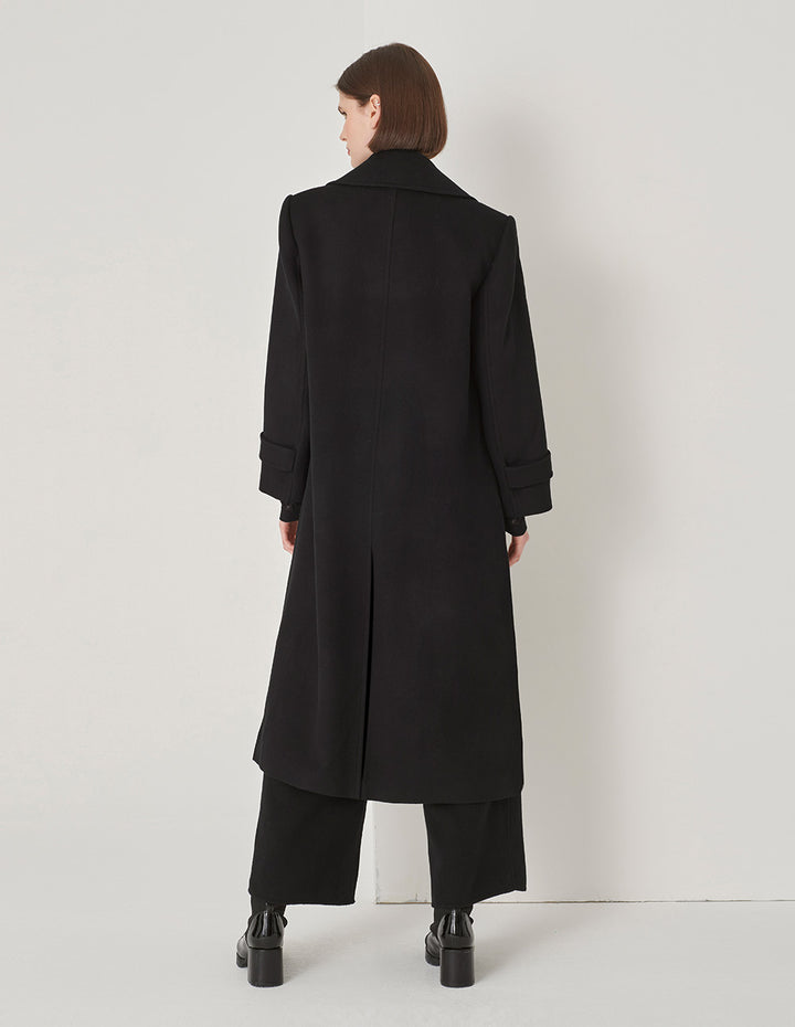 MARYLING Wide-Shouldered Double-Breasted Long Coat