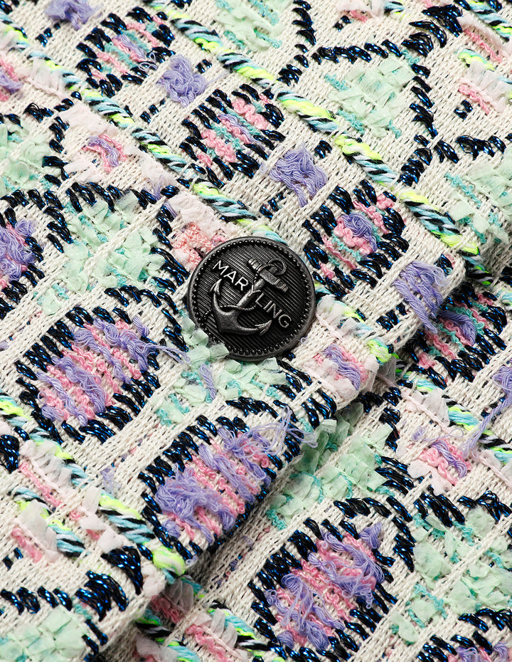 MARYLING Tweed Fringed Short Blazer