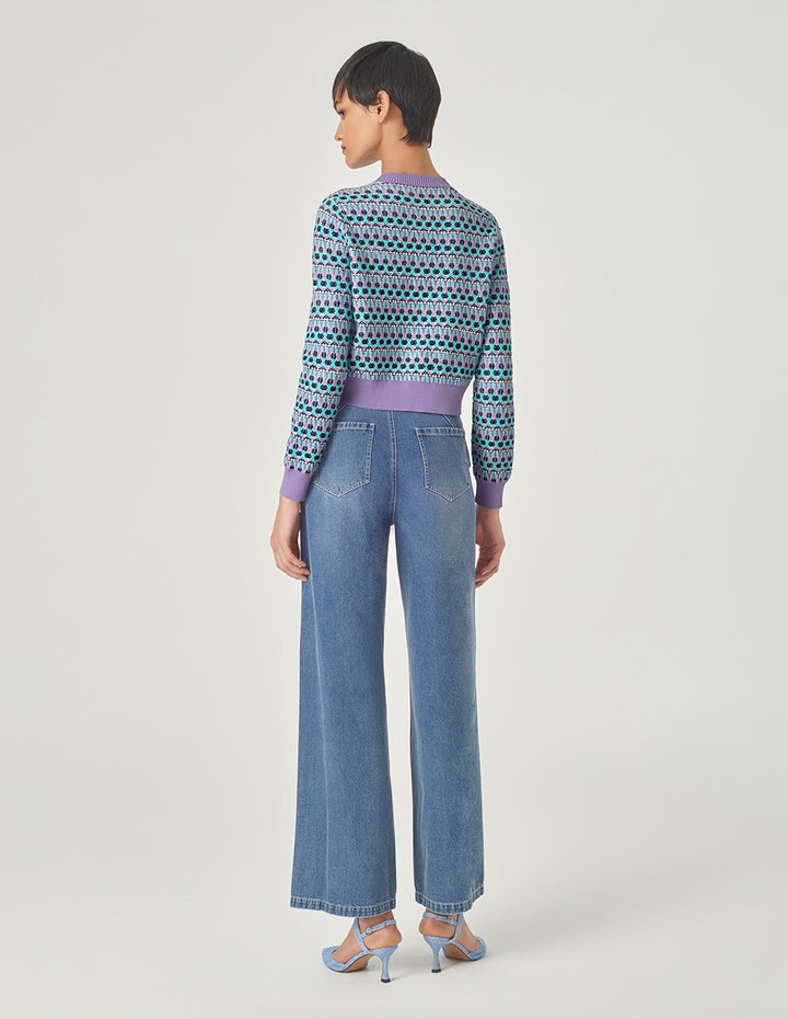 MARYLING Crew Neck Short Knitted Cardigan