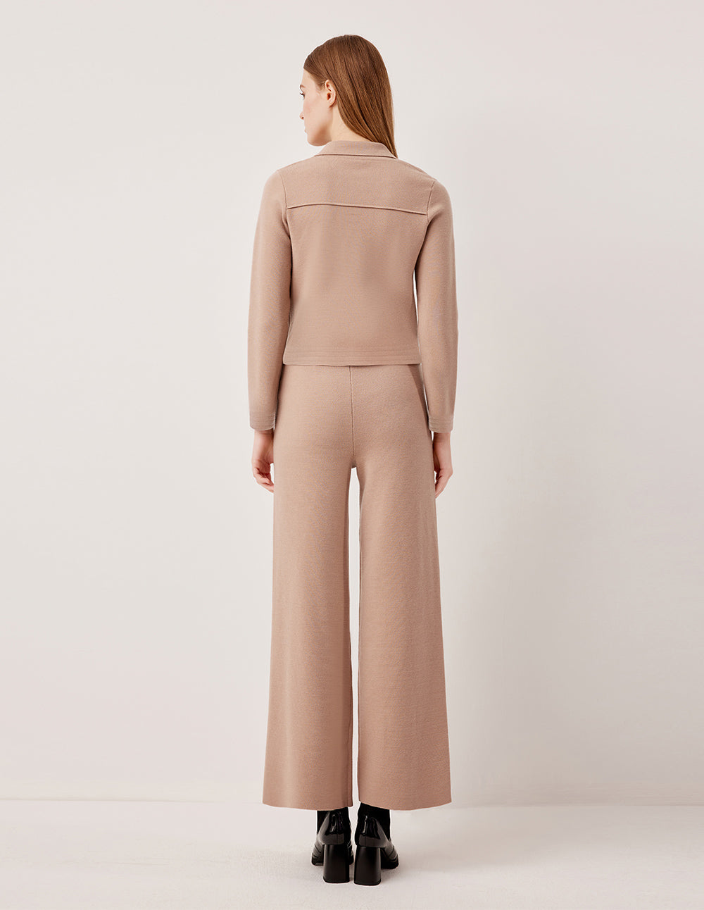 MARYLING Notched Collar Merino Wool Knit Cardigan