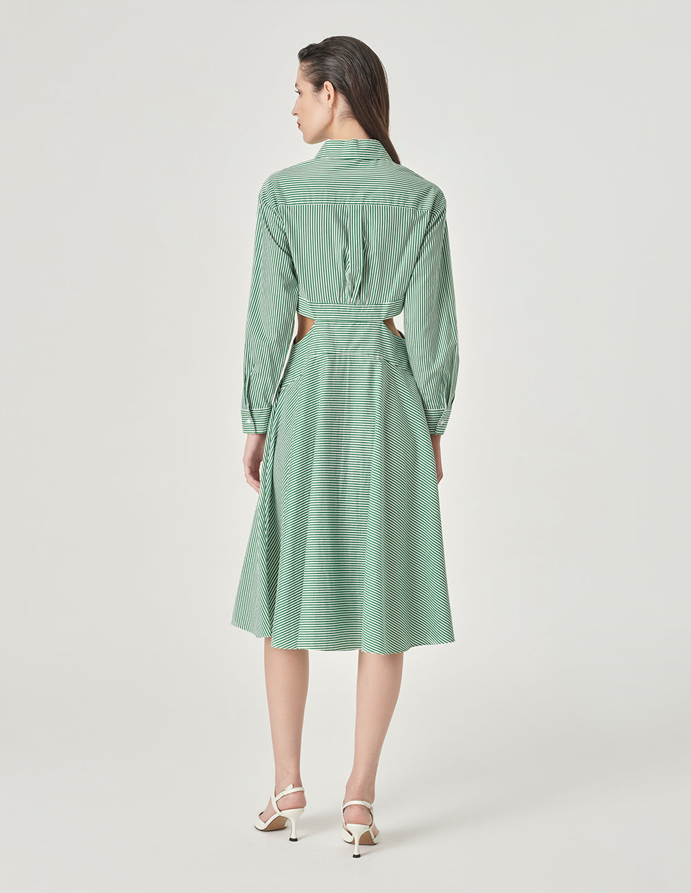 MARYLING Cutout Striped Shirt Dress