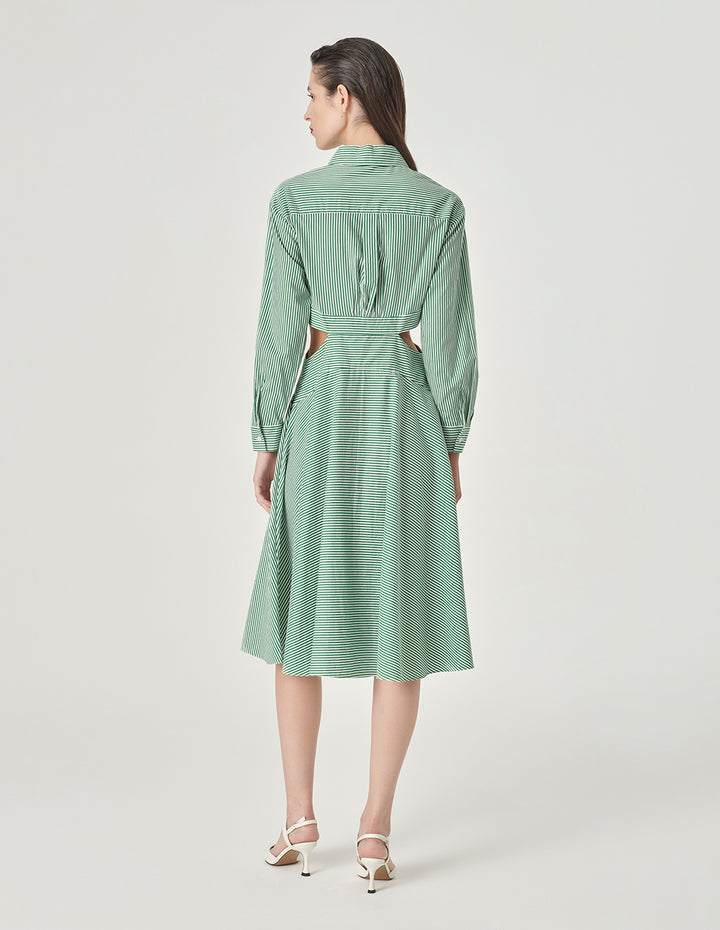 MARYLING Cutout Striped Shirt Dress