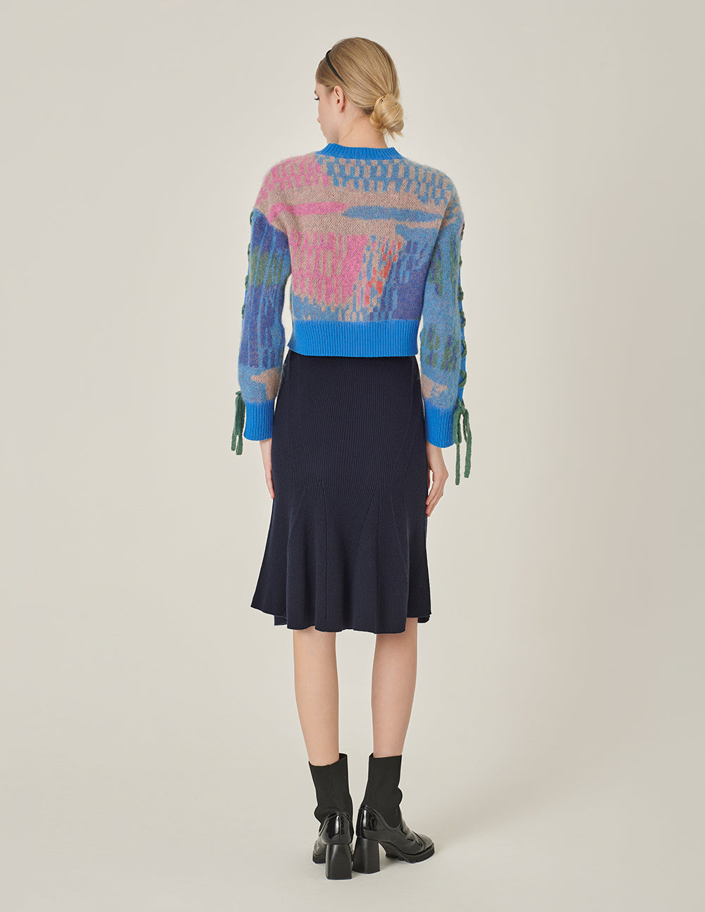 MARYLING Dark Blue Fishtail Knitted Skirt