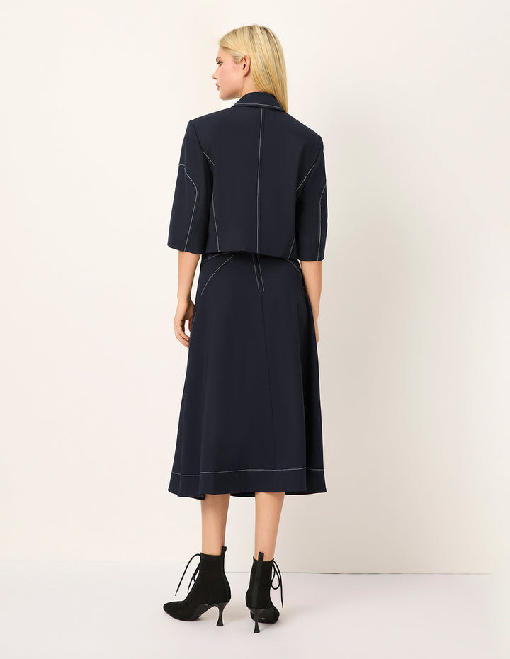 MARYLING White Trim Knee-Length Trumpet Skirt