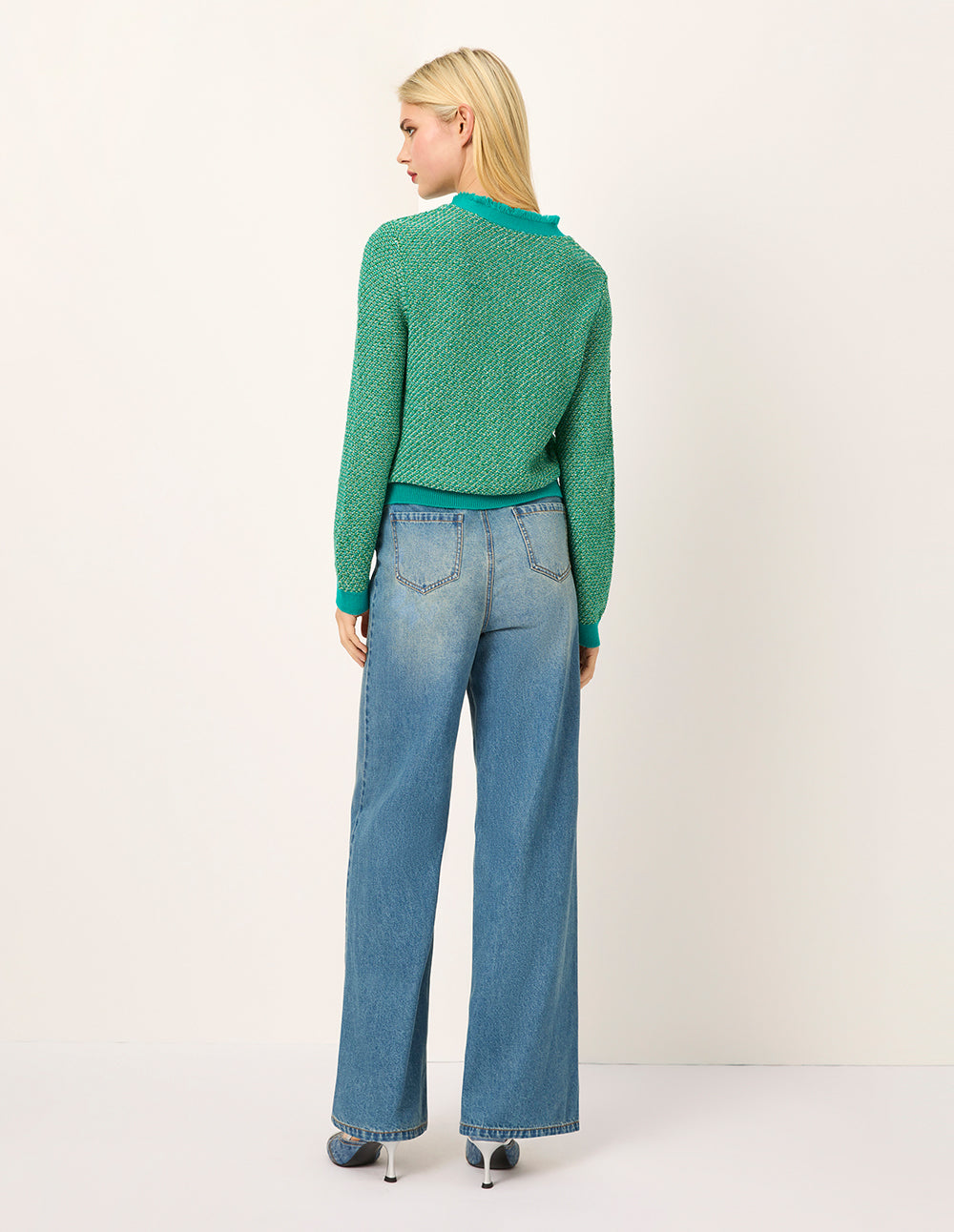 MARYLING V-Neck Long-Sleeve Fringed Multi-Pocket Knit Cardigan