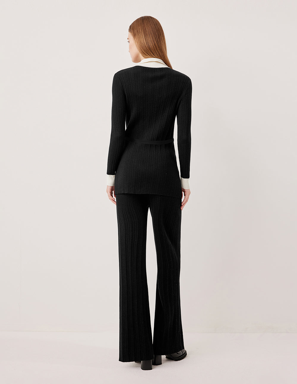 MARYLING Wide-Leg Straight Wool Knit Trousers