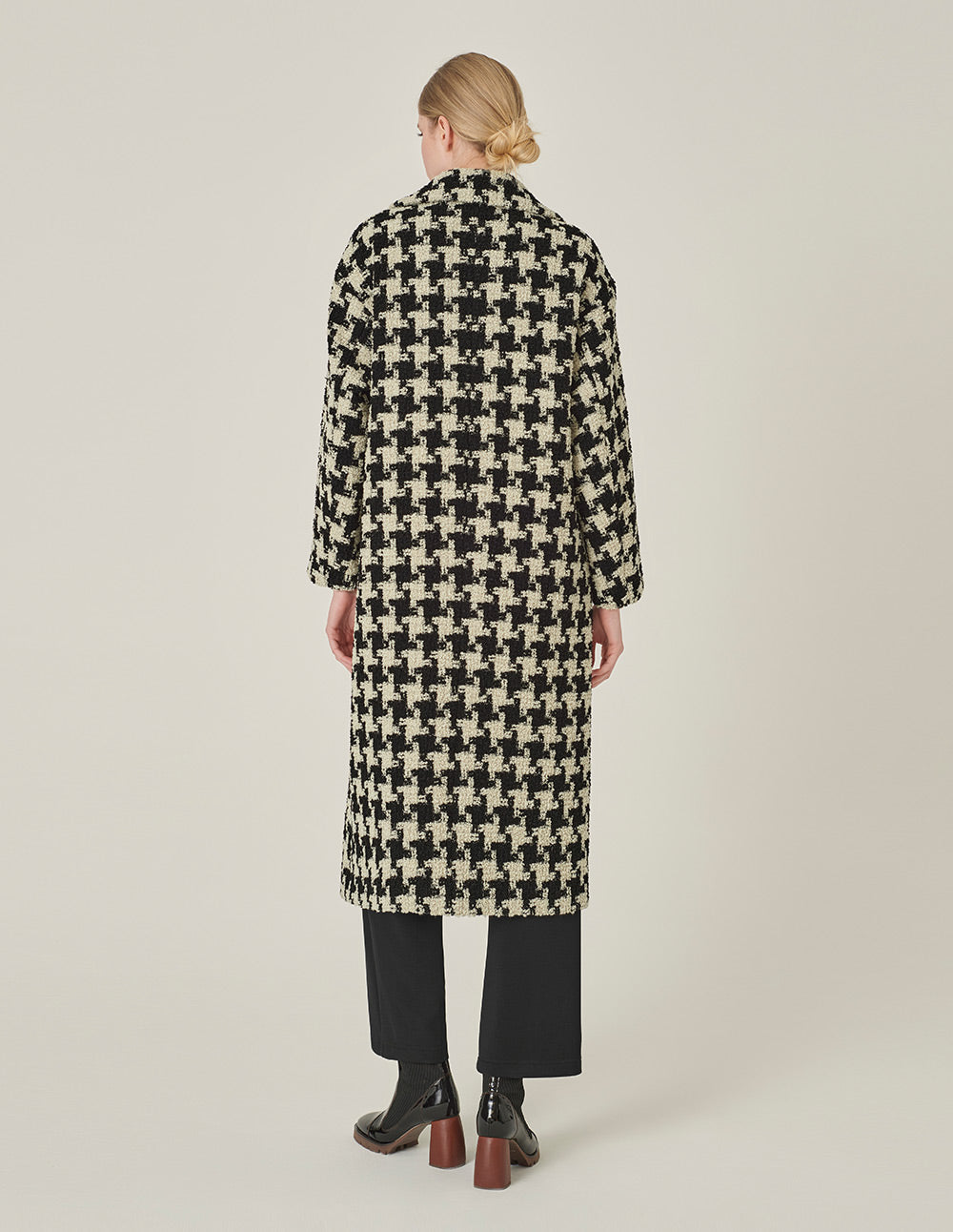 MARYLING Houndstooth Print H-Line Coat