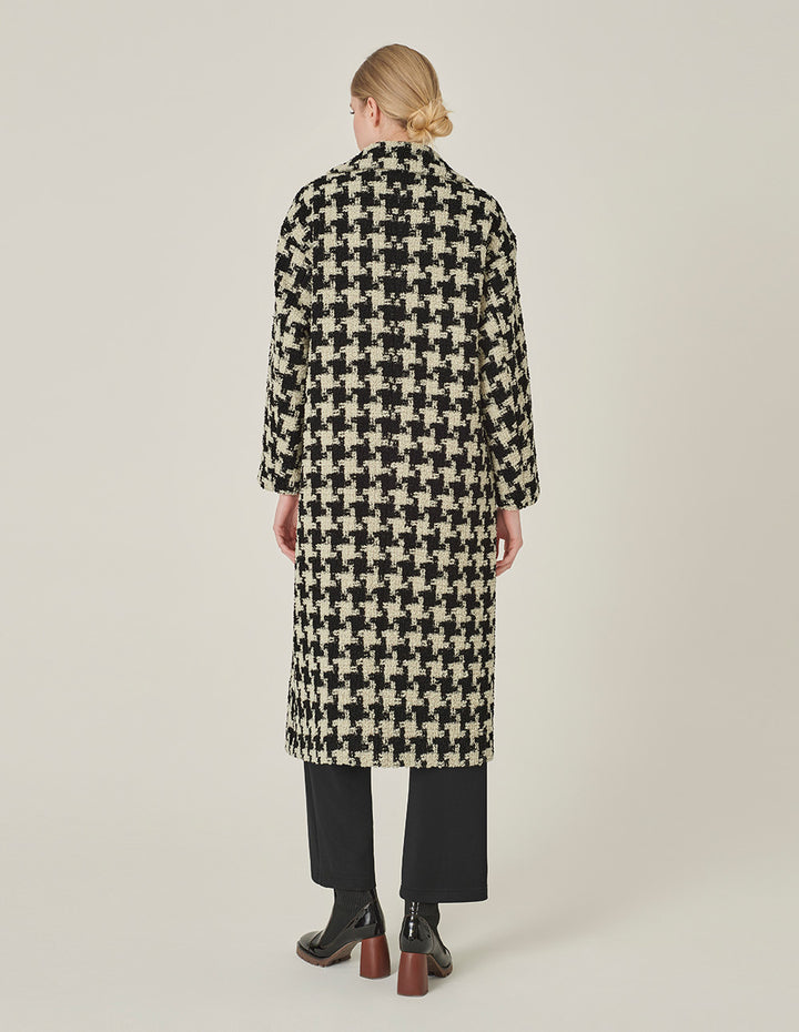 MARYLING Houndstooth Print H-Line Coat