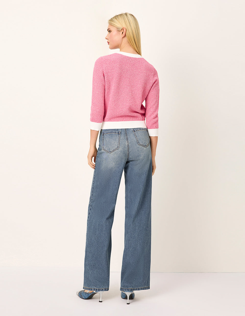 MARYLING Blue Asymmetric Washed Denim Jeans