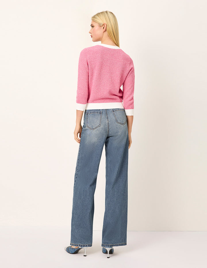 MARYLING Blue Asymmetric Washed Denim Jeans