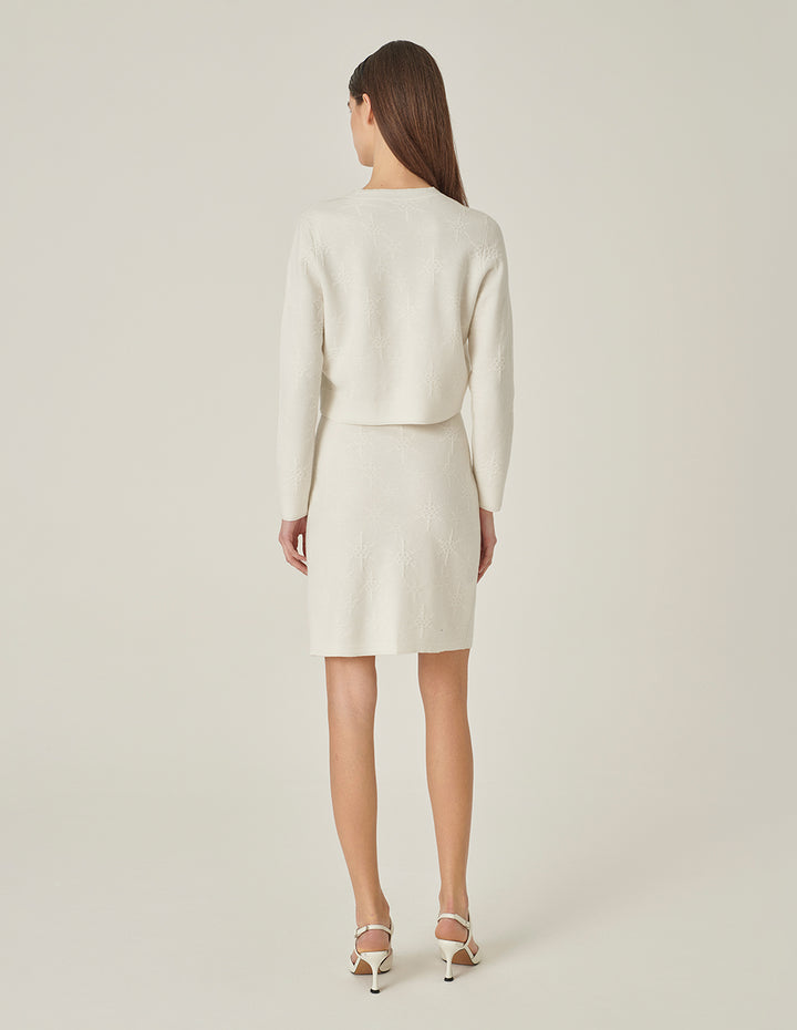 MARYLING Jacquard Knee-Length Straight Knitted Skirt