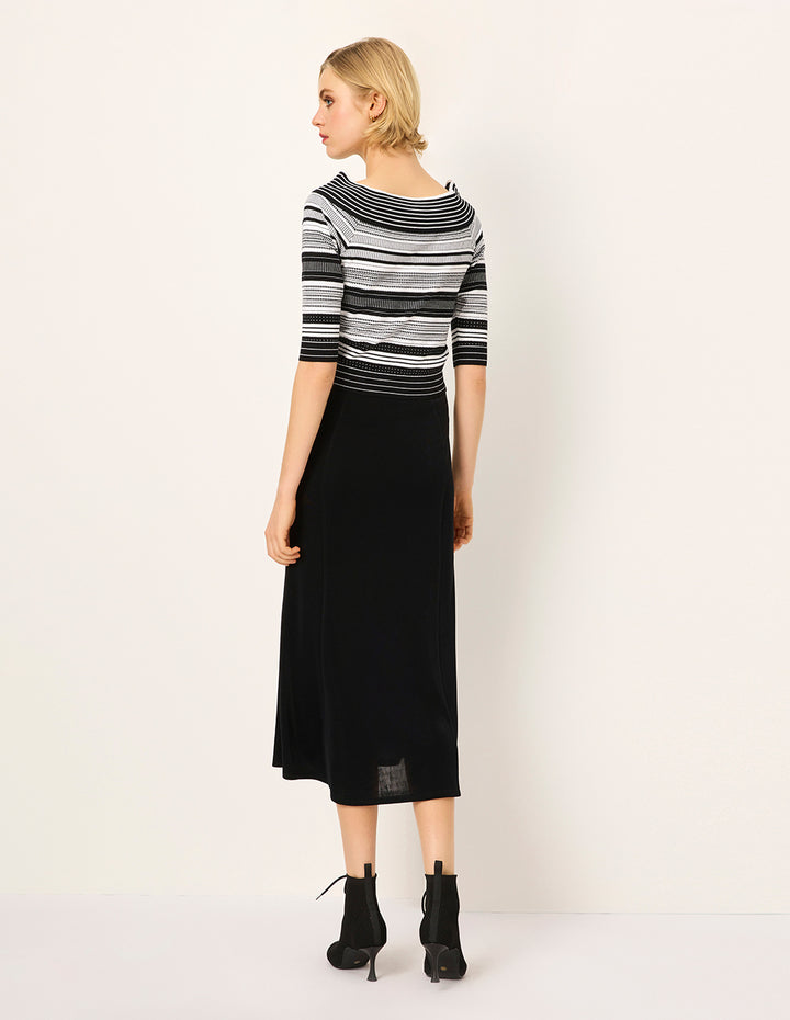MARYLING Off-shoulder Short-sleeve Striped Sweater
