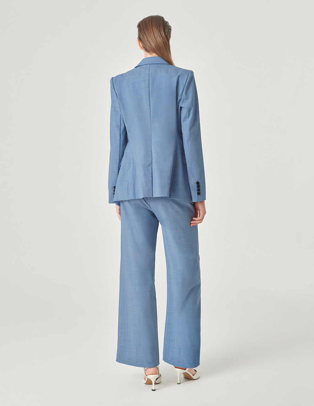 MARYLING Mist Blue Wide-Waisted Embellished Wide-Leg Pants