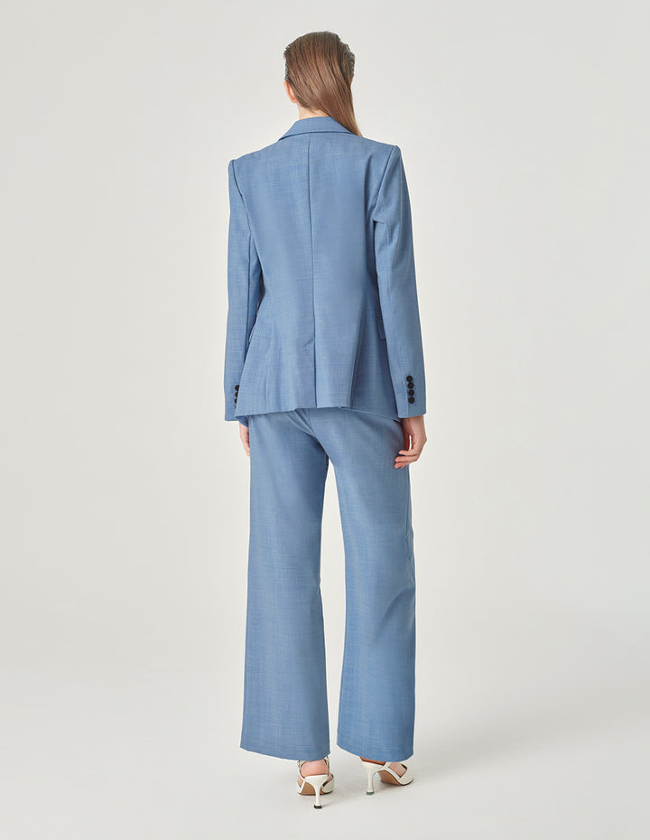 MARYLING Mist Blue Wide-Waisted Embellished Wide-Leg Pants