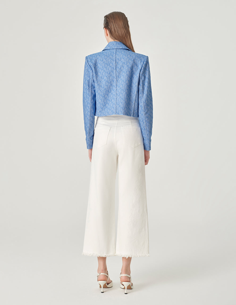 MARYLING Logo Jacquard Denim Short Jacket