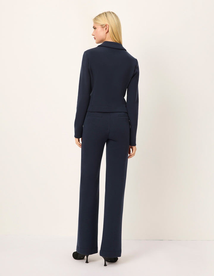 MARYLING Straight-Leg Cotton Navy Trousers