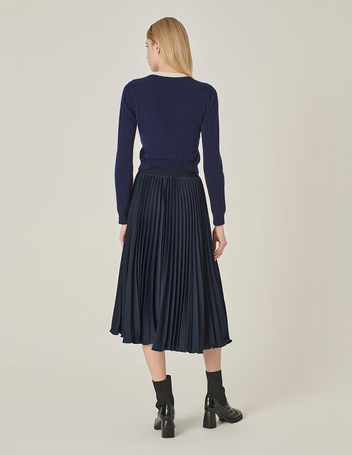 MARYLING Dark Blue Sun Pleated Skirt
