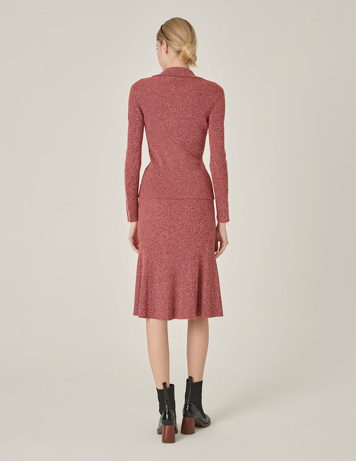 MARYLING Fishtail Wool Fitted Knee-Length Knitted Skirt