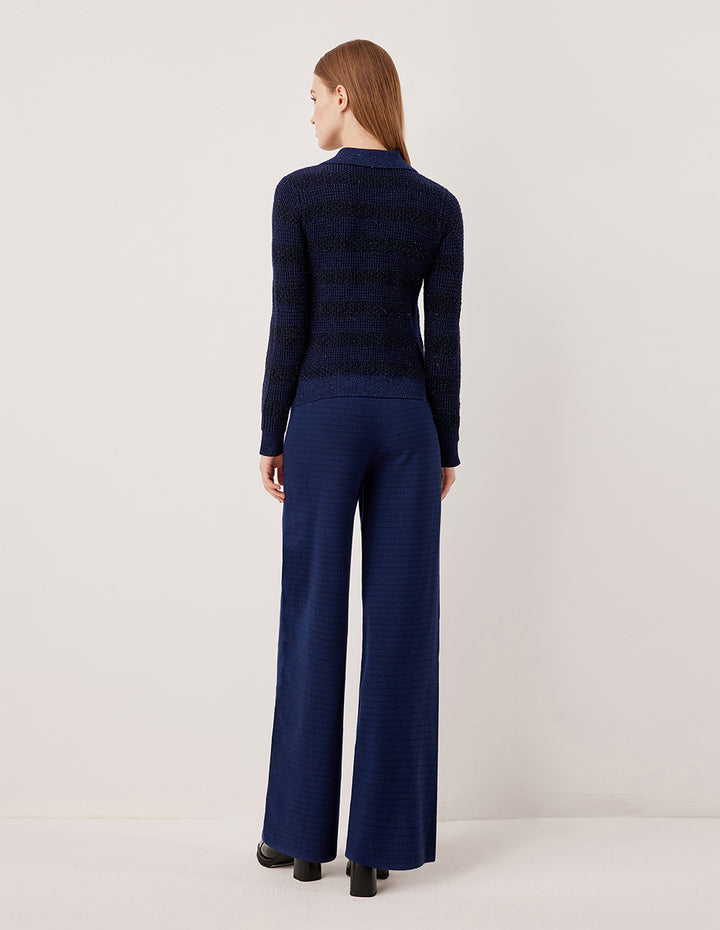 MARYLING Wool Knit Cardigan with Shawl Collar and Shiny Yarn