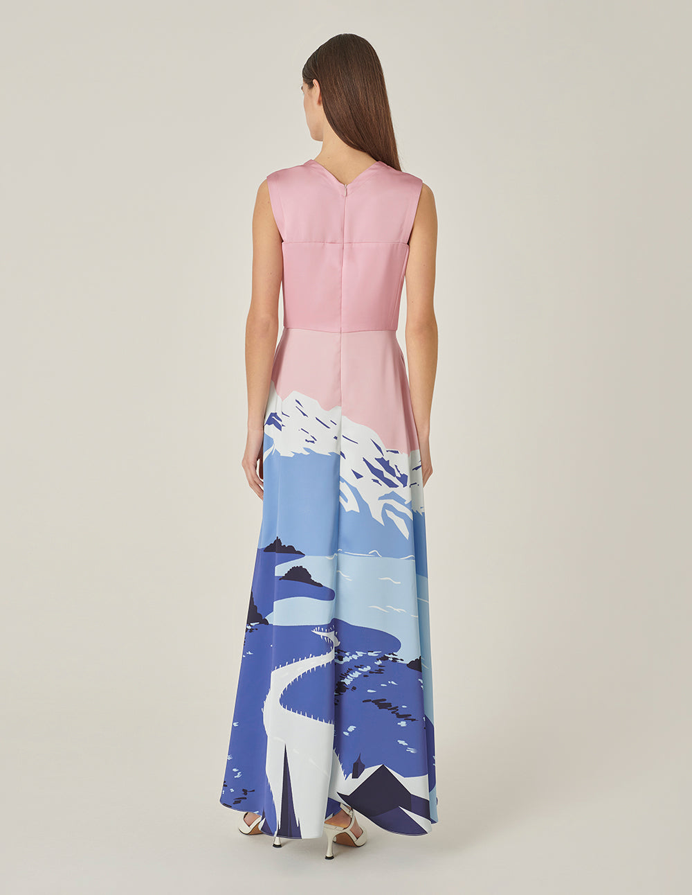 MARYLING V-Neck Waisted Sleeveless Printed Dress