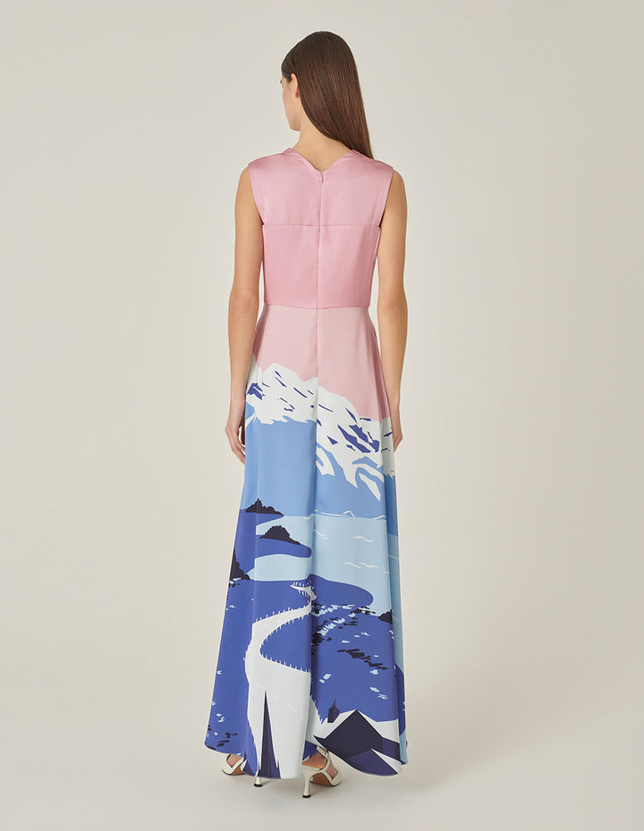 MARYLING V-Neck Waisted Sleeveless Printed Dress