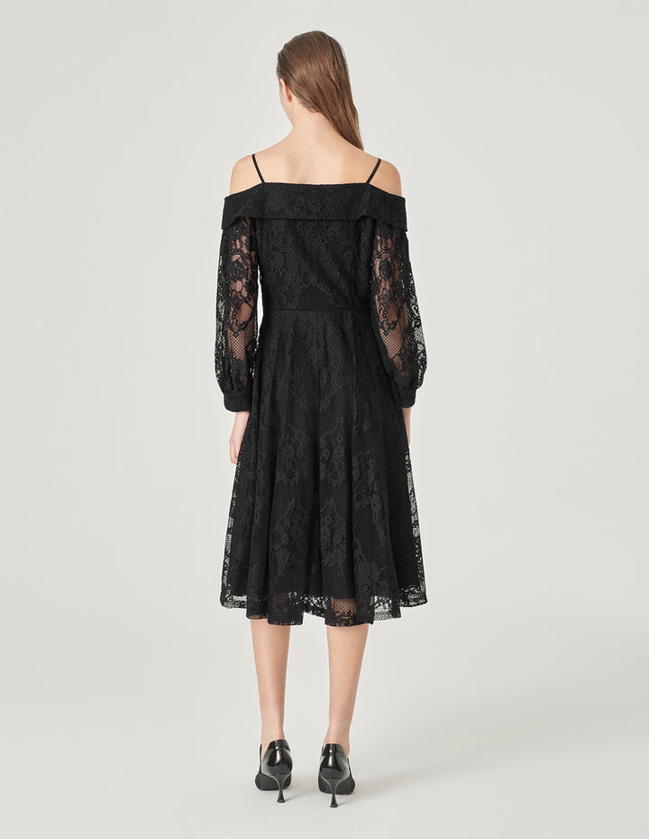 MARYLING Off-Shoulder A-Hem Lace Dress