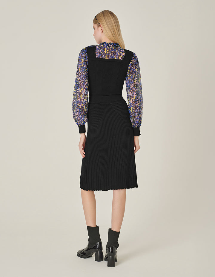 MARYLING Black Knee-Length Trumpet Knitted Skirt