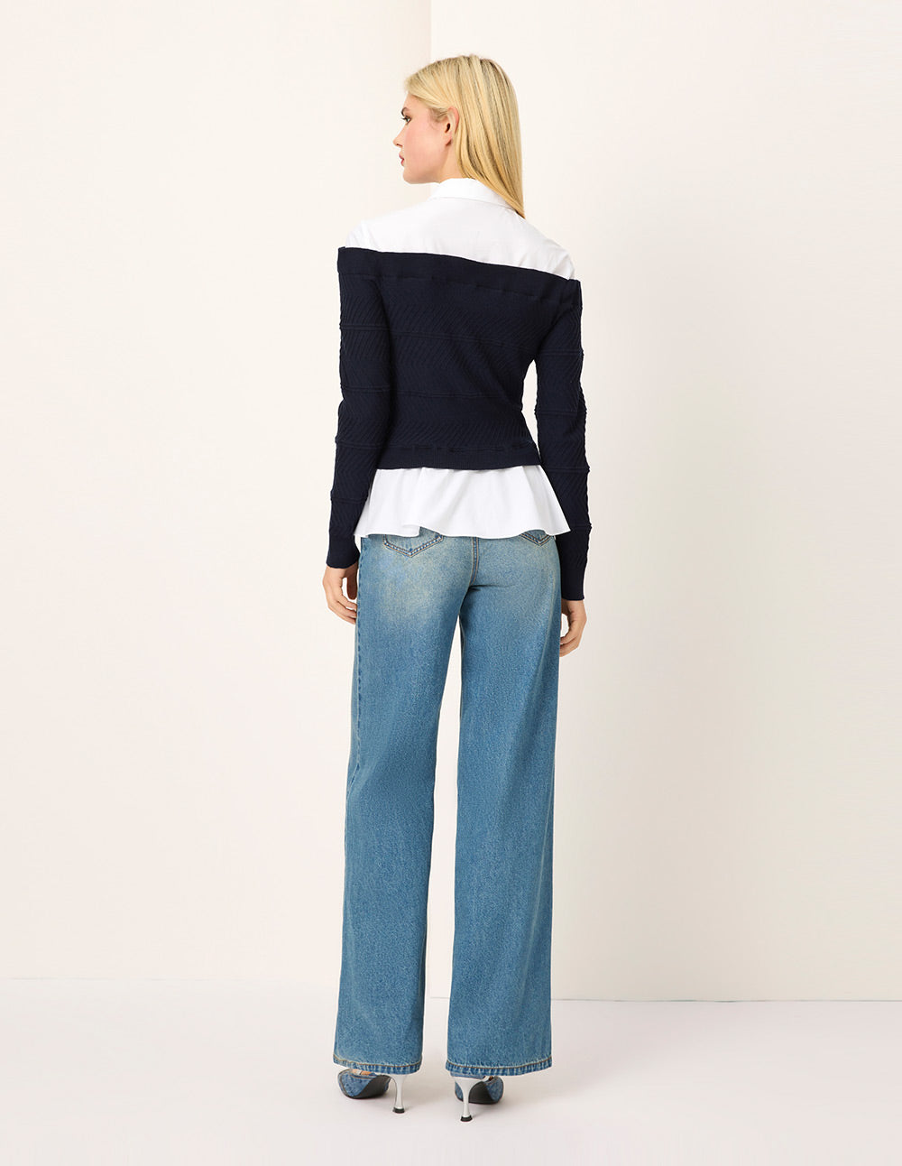 MARYLING Knitted Patchwork Long-Sleeve Knit Blouse