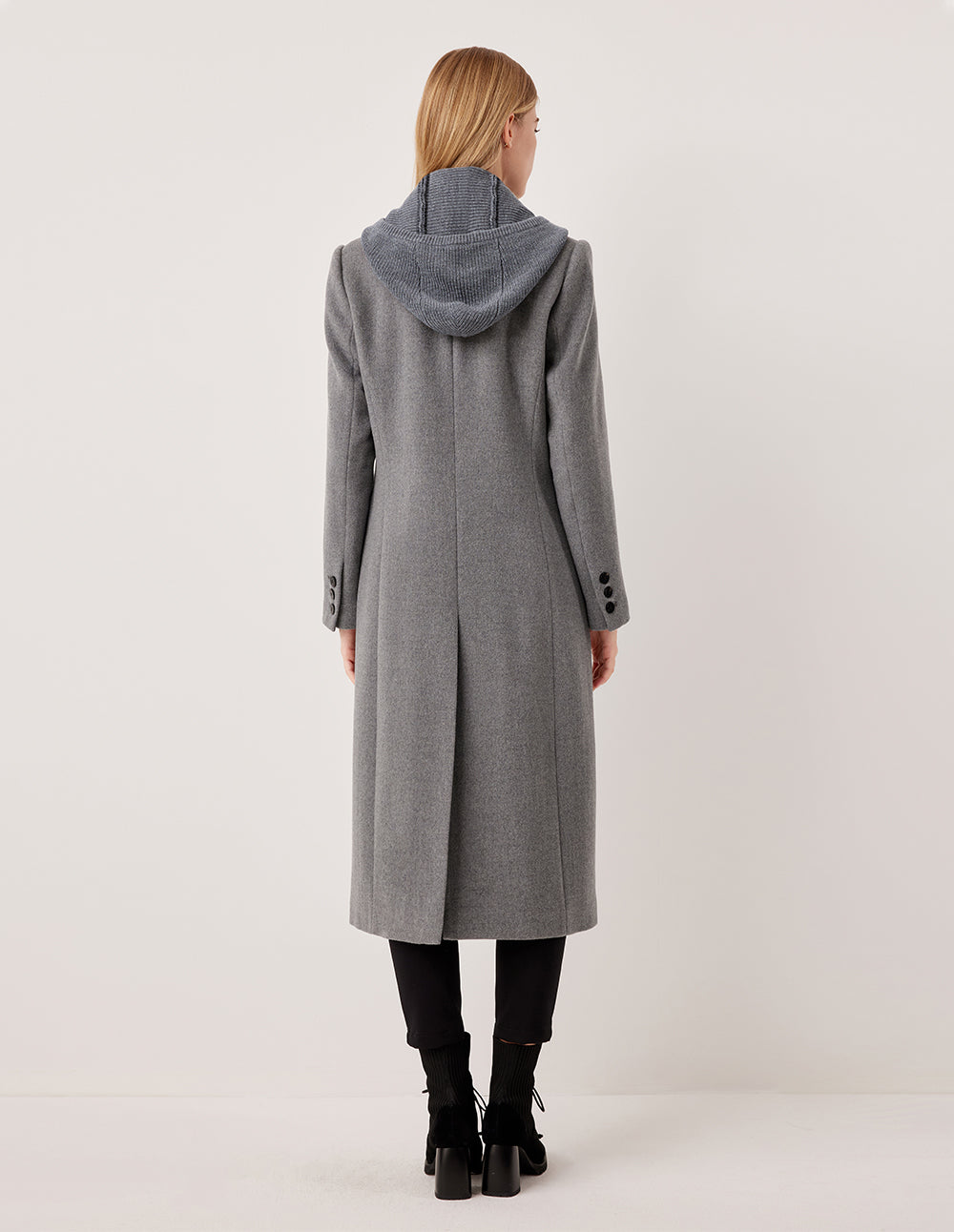 MARYLING Wool Knit Hooded Cape Shawl