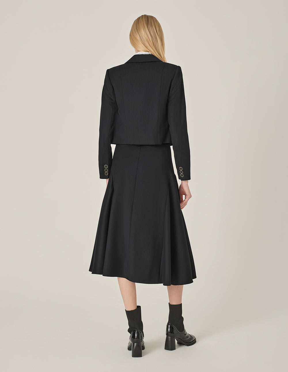 MARYLING Black Curved Split Skirt